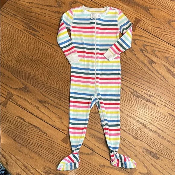 Primary Rainbow Striped Kids Footie Pajama size 12-18 mo - Picture 1 of 7